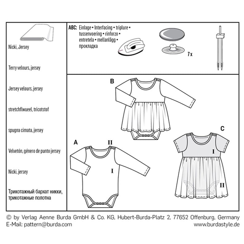 Baby-Dress with Bodysuit | Bodysuit, Burda 9347 | 62 - 92,  image number 8
