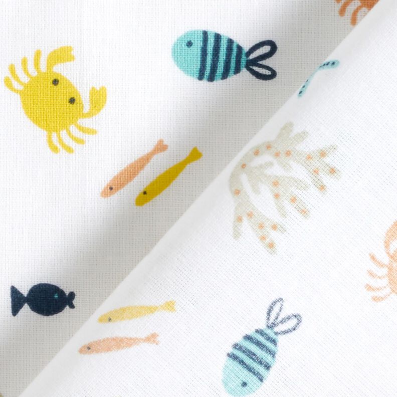 Cotton Poplin Underwater world – white,  image number 4