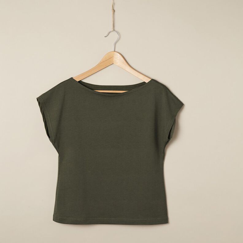 Highly elastic plain jersey – khaki,  image number 4