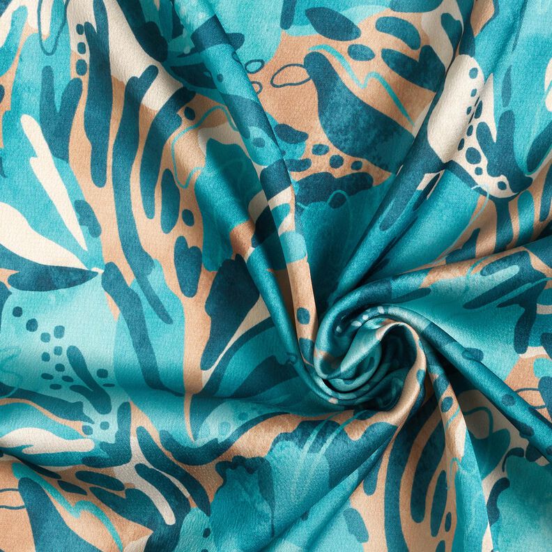 Satin crepe sea flowers – turquoise/cinnamon,  image number 3