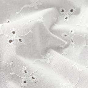 Flowers with tendrils broderie anglaise cotton fabric – white, 