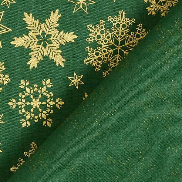 Cotton Poplin Snow Crystals – green/gold, image number 4