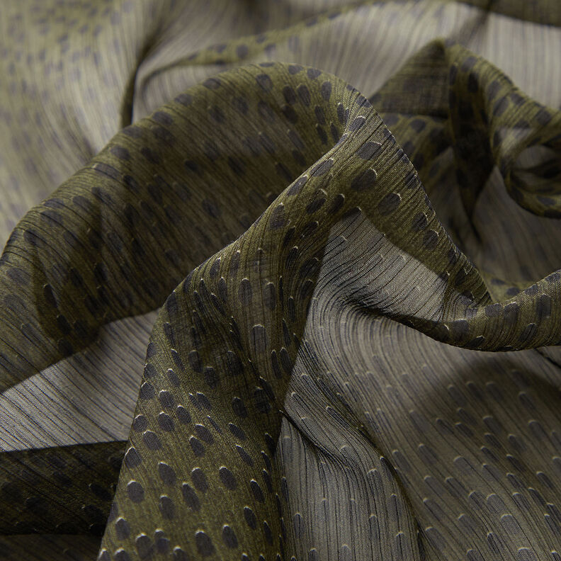 Crêpe chiffon big dots – khaki/black,  image number 2
