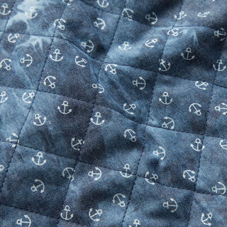 Tie-dyed anchor chambray quilted fabric – denim blue, 