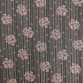 Chiffon with satin and metallic stripes flowers – black/white, 