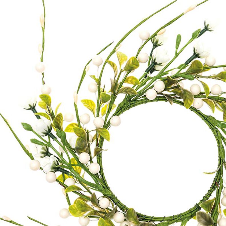 Decorative Floral Wreath with Berries [Ø11 cm/ 39 cm] – white/green,  image number 2