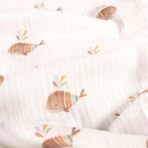 Double Gauze/Muslin striped whale Digital Print – ivory,  Double Gauze/Muslin striped whale Digital Print – ivory,