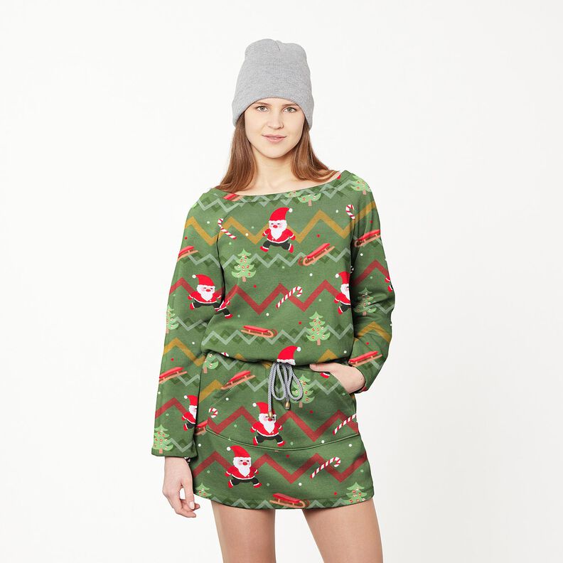 French terry Santa Claus | Glitzerpüppi – pine/fire red, image number 5