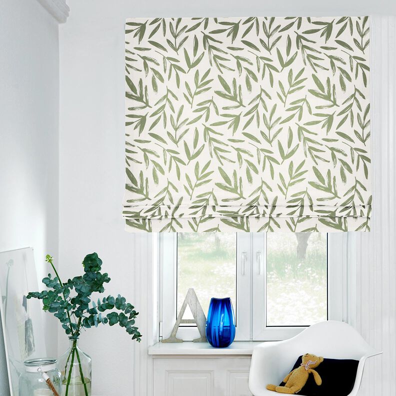 Decor Fabric Half Panama minimalist leaves – pine/natural, image number 6