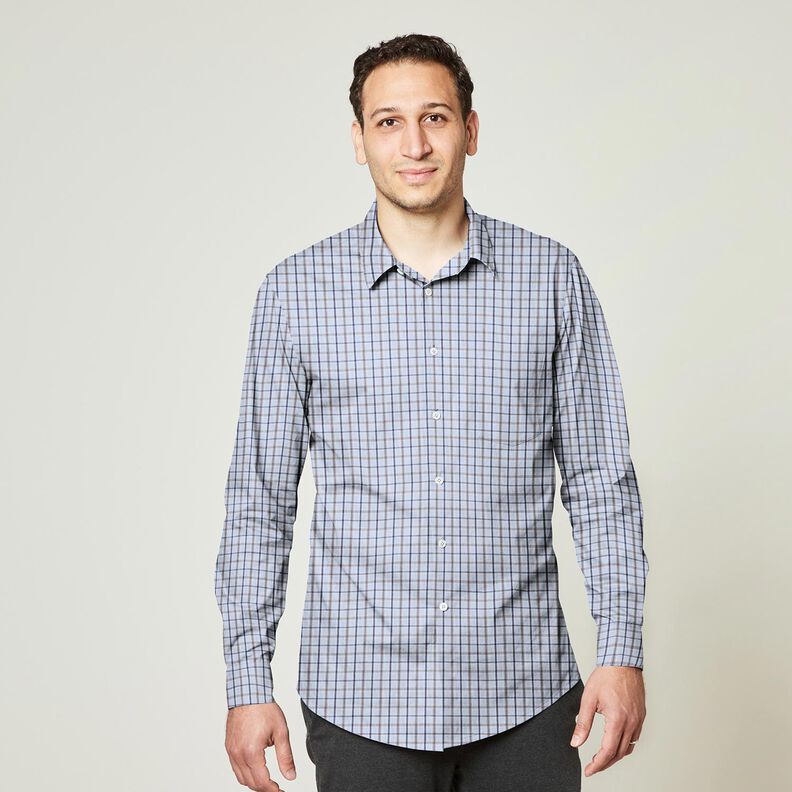Shirt fabric classic check – light blue/navy blue,  image number 6
