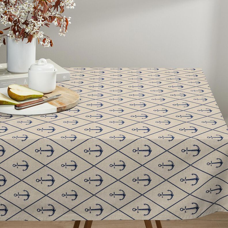 Decor Fabric Half Panama classic anchor – natural/navy blue,  image number 8