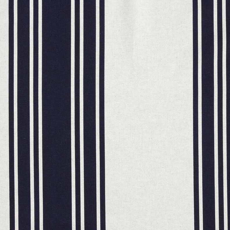 Decor Fabric Panama Block Stripes – blue-black/misty grey, image number 1