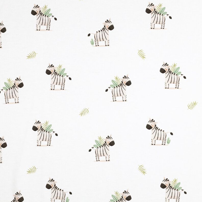 GOTS Cotton Jersey Zebras in the steppe Digital Print | Poppy Fabrics – white/black, image number 1