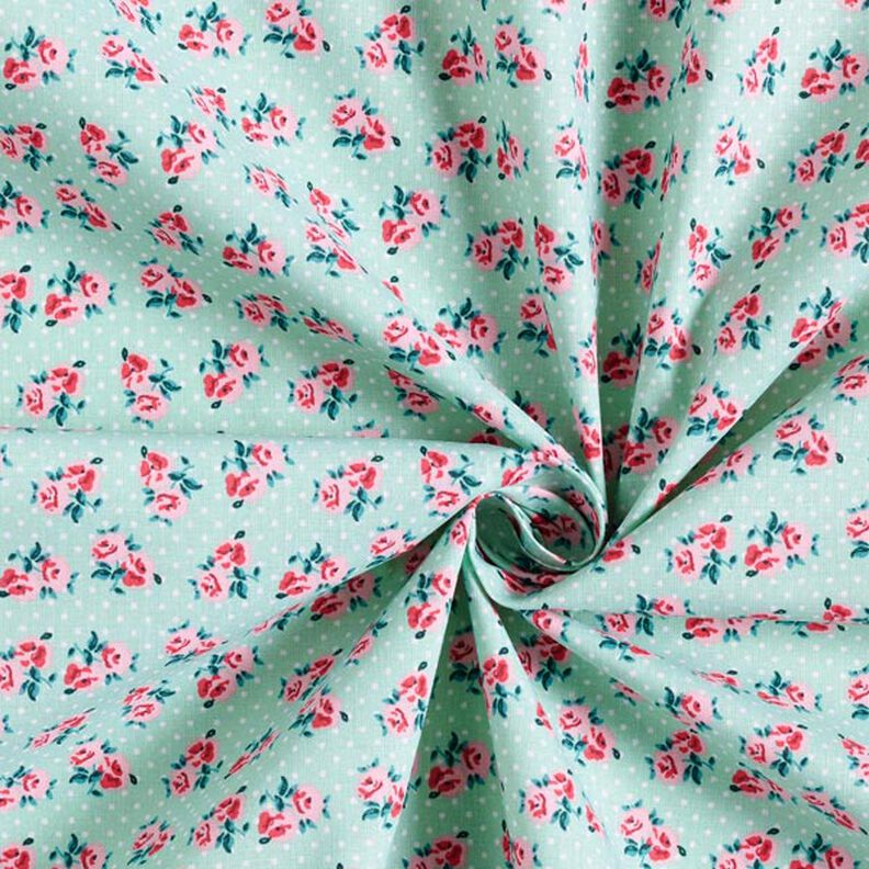 Cotton Cretonne Small Roses – peppermint,  image number 4
