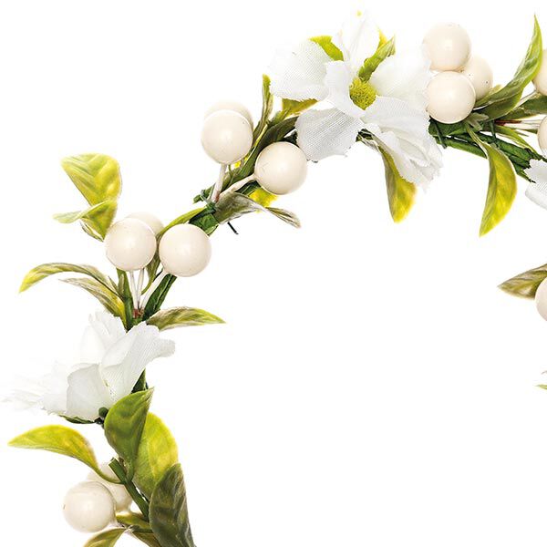 Decorative Floral Wreath with Berries [Ø 10 cm/ 16 cm] – white/green,  image number 2