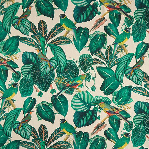 Decor Fabric Half Panama Digital Print Jungle – dark green/natural,  image number 1