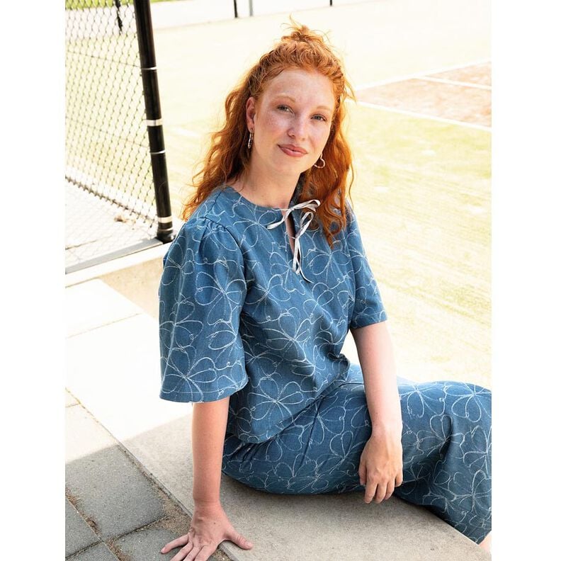 Denim Jacquard Flowers | Poppy Fabrics – denim blue,  image number 6