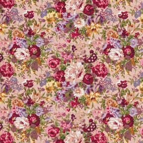 Cotton Poplin romantic flower bouquet – light dusky pink/carmine, 