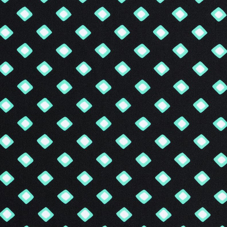 Swimsuit fabric retro diamonds – black/peppermint,  image number 1