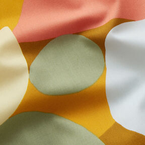 Abstract shapes cotton poplin | Nerida Hansen – olive/lobster, 