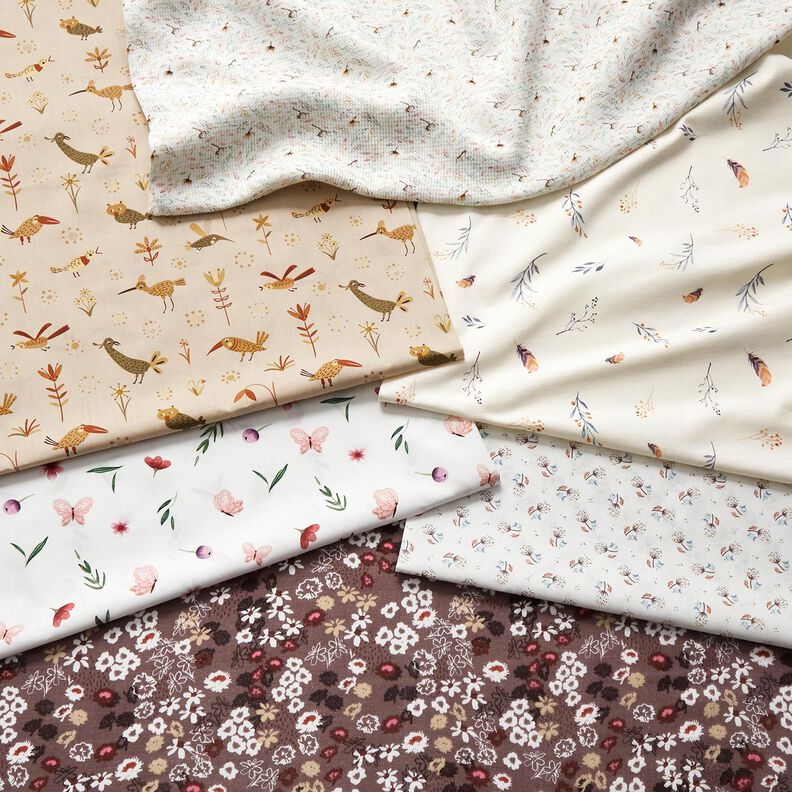Cotton Poplin birds in the meadow – natural, image number 5