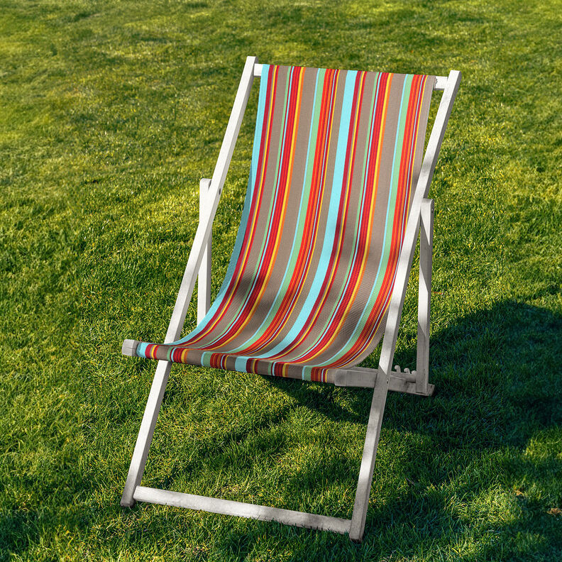 Outdoor Deckchair fabric Longitudinal stripes 44 cm – taupe/light turquoise,  image number 5