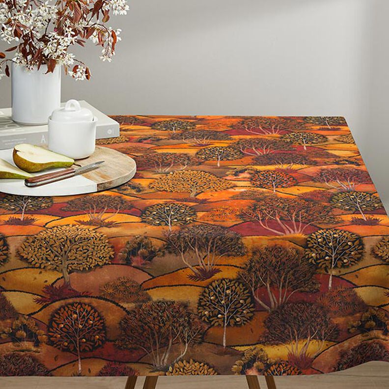 Autumn Landscape Digital Print Half Panama Decor Fabric – bronze/orange,  image number 5