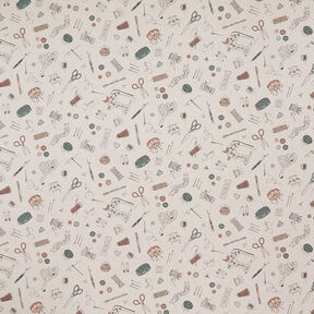 Decor Fabric Half Panama Sewing room – natural/black, 