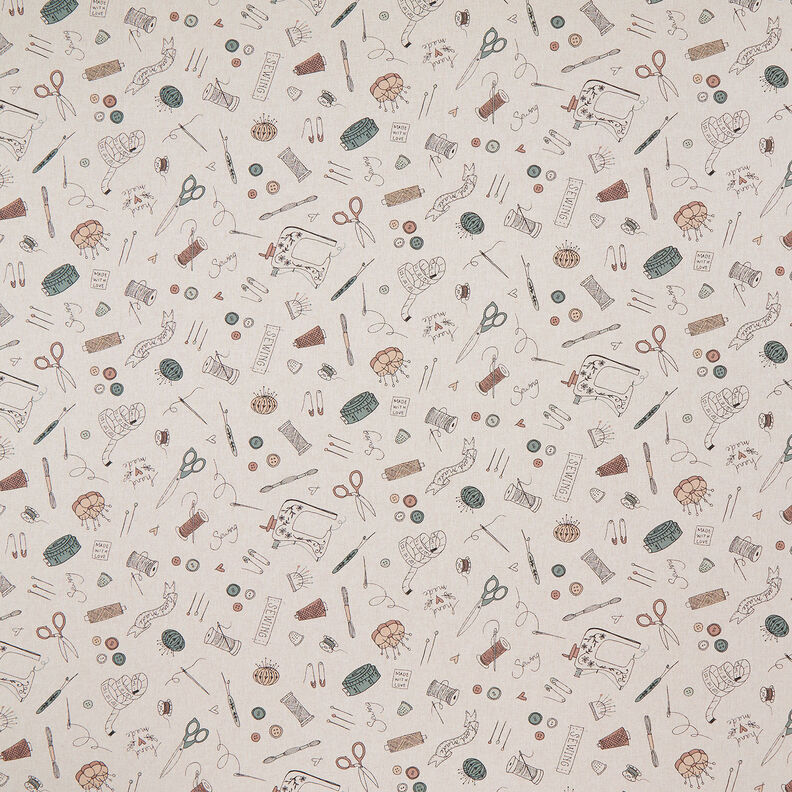 Decor Fabric Half Panama Sewing room – natural/black, image number 1