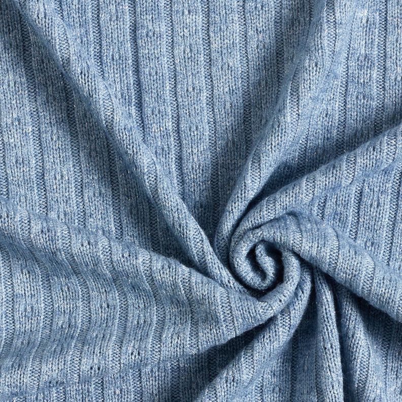 Knit Fabric Ajour elegant glitter stripes – light blue, image number 3