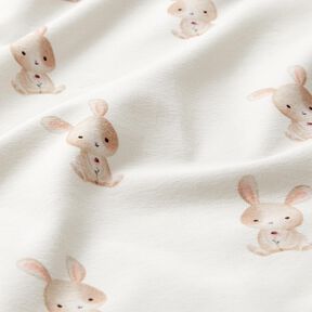 GOTS Cotton Jersey Rabbit with flower Digital Print – ivory, 