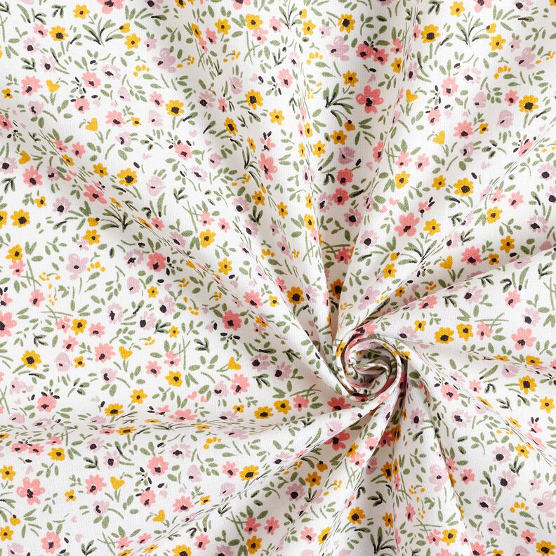 Cotton Cretonne delicate flowers – white/dusky pink, image number 3