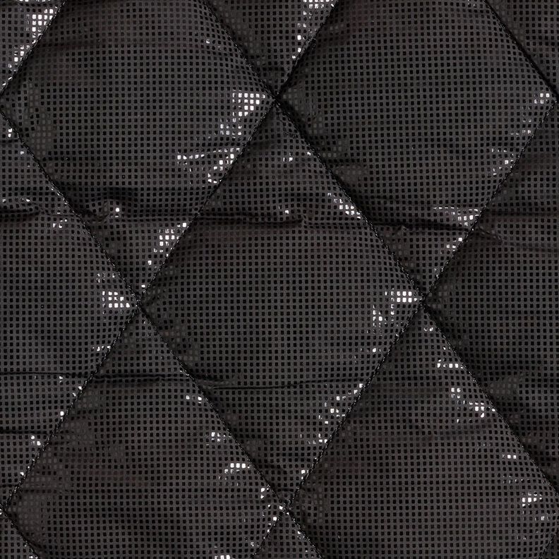 Quilted Fabric subtle sheen diamonds – black,  image number 1