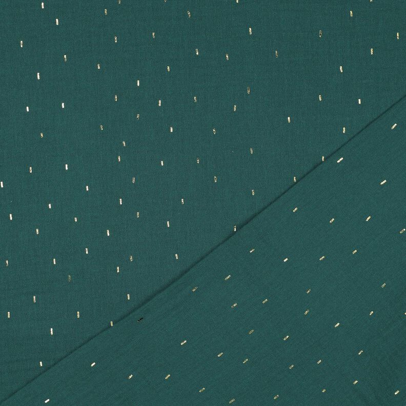 Double Gauze/Muslin Rectangle Foil Print | Poppy Fabrics – blue spruce/metallic gold,  image number 4