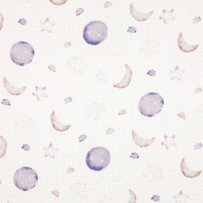 GOTS Double Gauze/Muslin Night’s Sky Digital Print | Poppy Fabrics – ivory/mauve, 