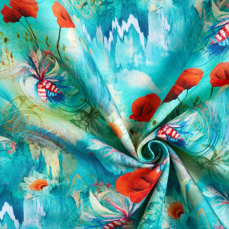 Bags Panel Canvas colourful poppies – blue-black/fire red,  image number 5