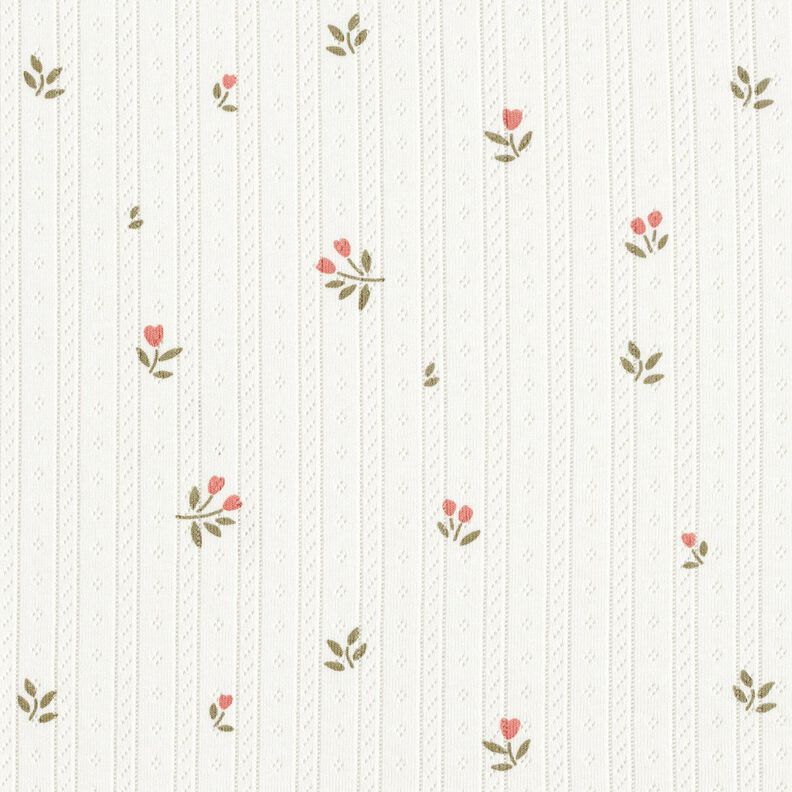 Ajour Cotton Jersey Tulips – ivory, image number 1