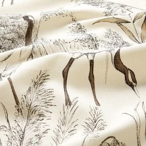 Decor Fabric Half Panama cranes &ndash; natural/black, 