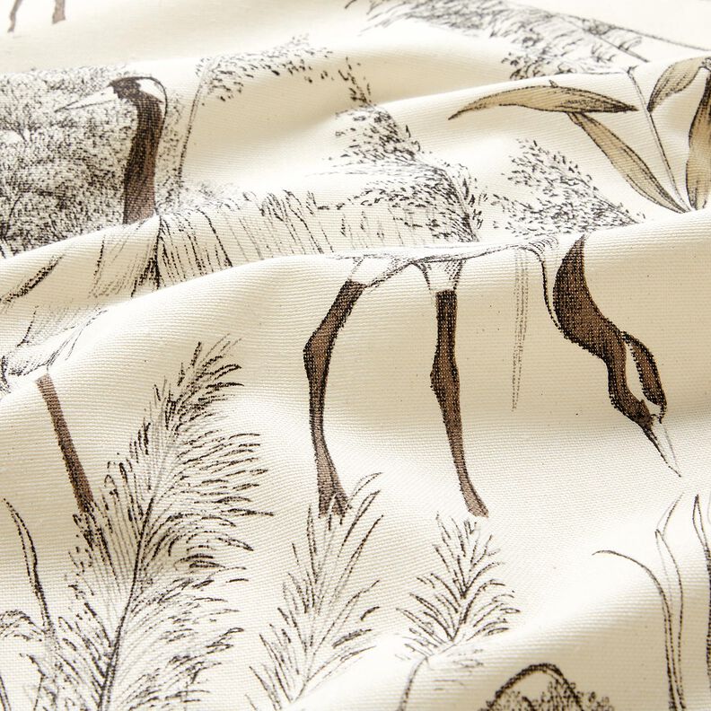 Decor Fabric Half Panama cranes &ndash; natural/black,  image number 2
