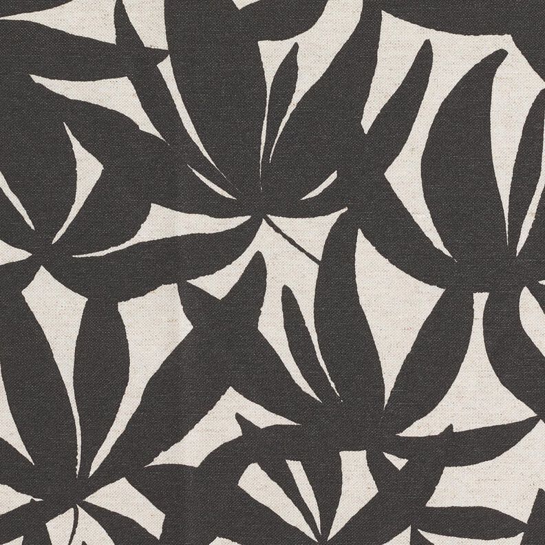 Decor Fabric Half Panama plain leaves – black/natural, image number 5