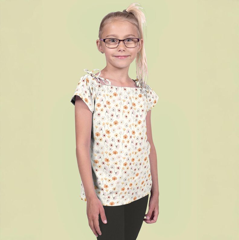 GOTS Cotton Jersey Flower Meadow Digital Print – beige, image number 7