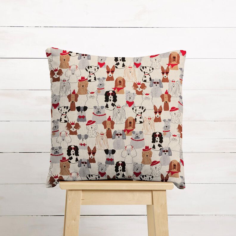 Decor Fabric Half Panama elegant dogs – natural/grey,  image number 9