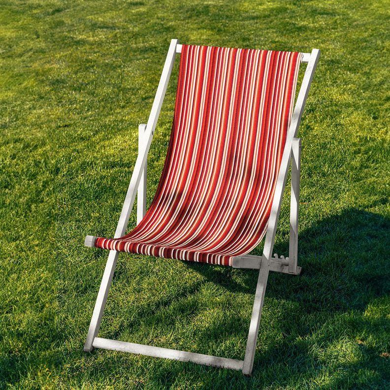 Outdoor Deckchair fabric Longitudinal stripes 44 cm – dark red/orange,  image number 4
