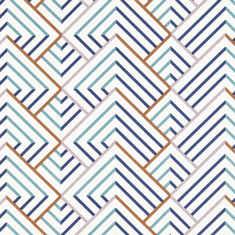 Decor Fabric Half Panama modern diamonds – white/blue,  image number 1