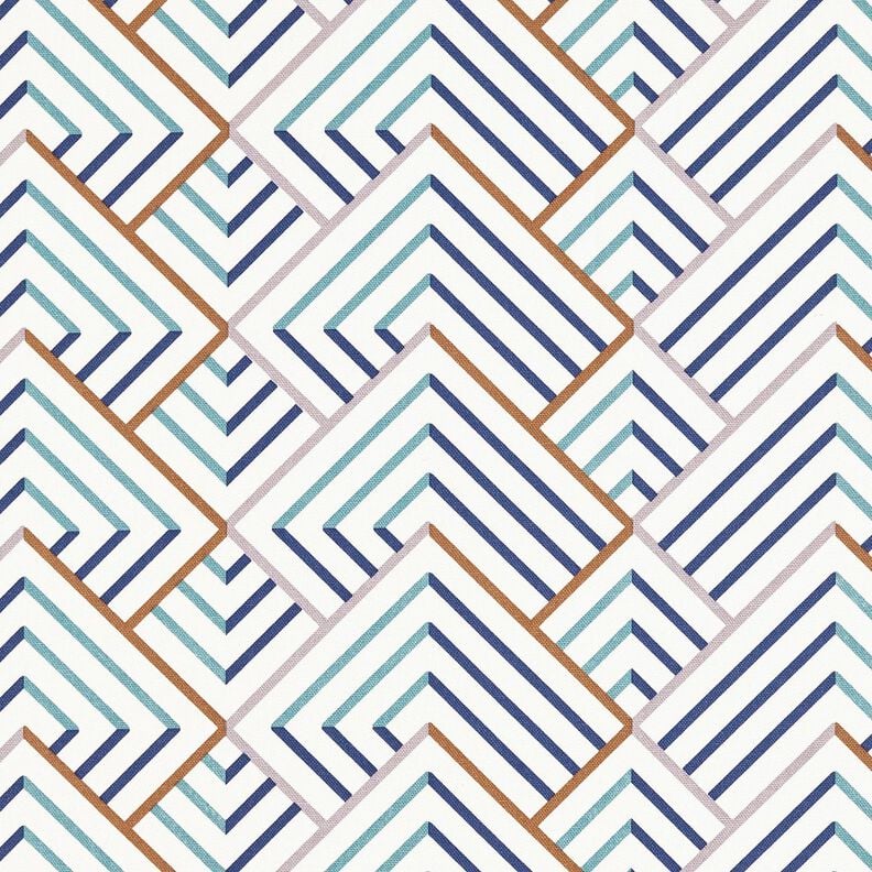 Decor Fabric Half Panama modern diamonds – white/blue, image number 1