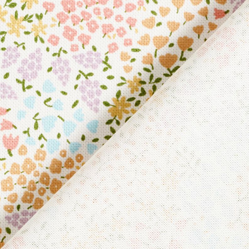 Decor Fabric Half Panama colourful mini flowers – ivory/pink,  image number 4