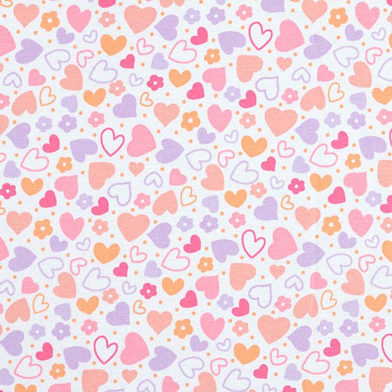 Cotton Flannel Colourful Hearts – white,  image number 1