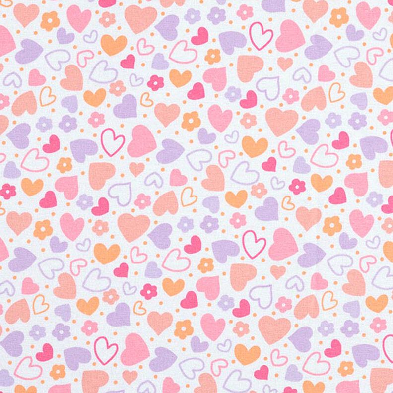 Cotton Flannel Colourful Hearts – white,  image number 1