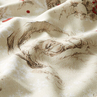 Decorative cotton twill fabric, classic Christmas – beige/red, 