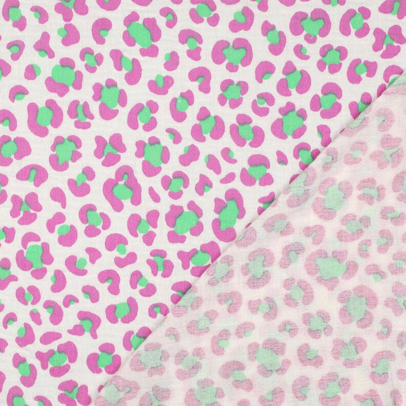Double Gauze/Muslin colorful leopard print | Poppy Fabrics – ivory/light green,  image number 4